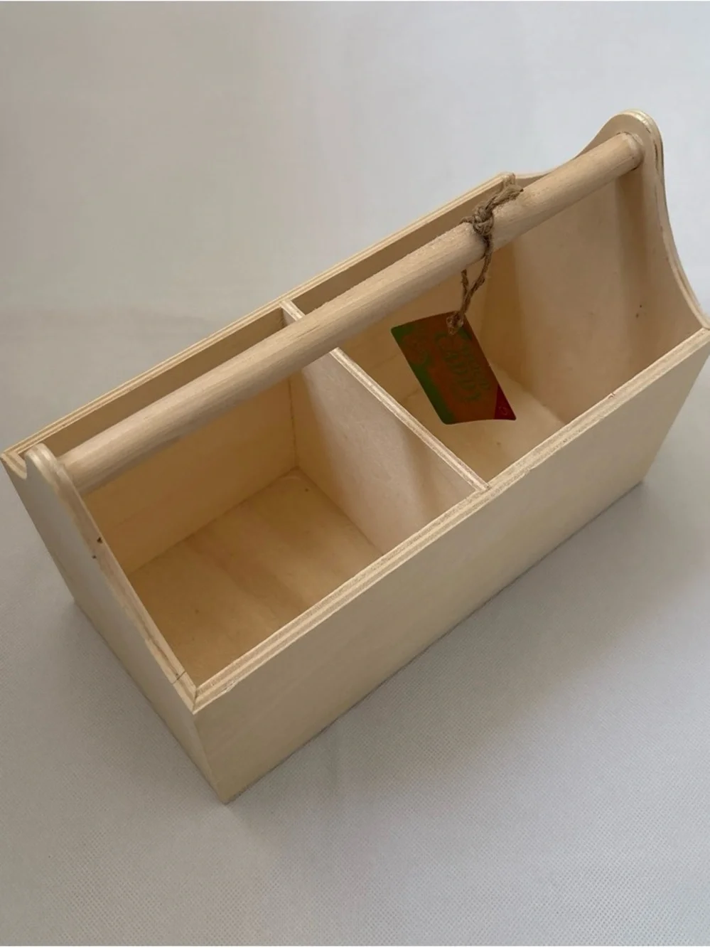 Cream Wooden Tote Organizer with Handle - Multipurpose Storage Caddy Craft Caddy